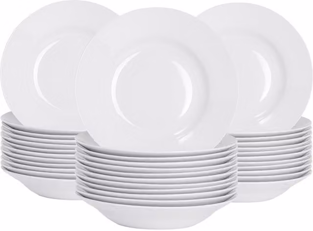 Argon Tableware Classic White Porcelain Soup Bowls, Pack of 36, Diameter: 23 cm