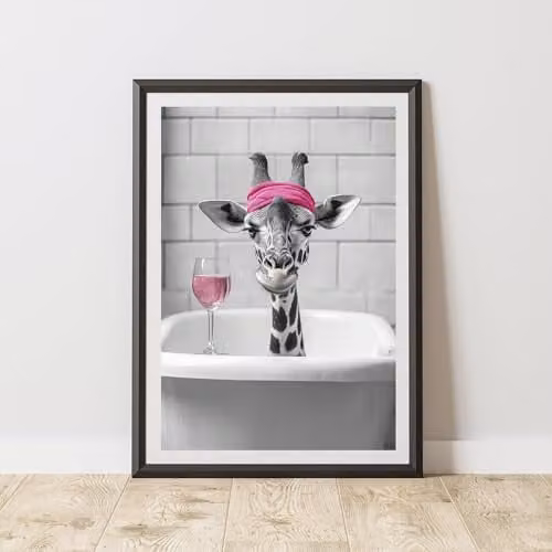 60 Second Makeover Giraffe Pink Headband Animal Print Paper Poster, W: 21.0 cm, H: 29.7 cm