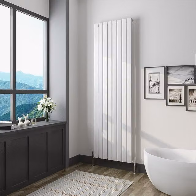 AicaBathroom Vertical Flat Panel Steel Radiator in White, H 180 cm x W 54.4 cm