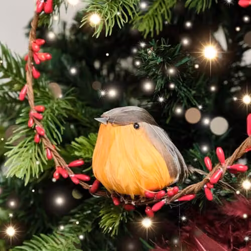 Melody Maison Large Round Robin Wreath Hanging Christmas Decoration in Red, Brown and Orange – 2