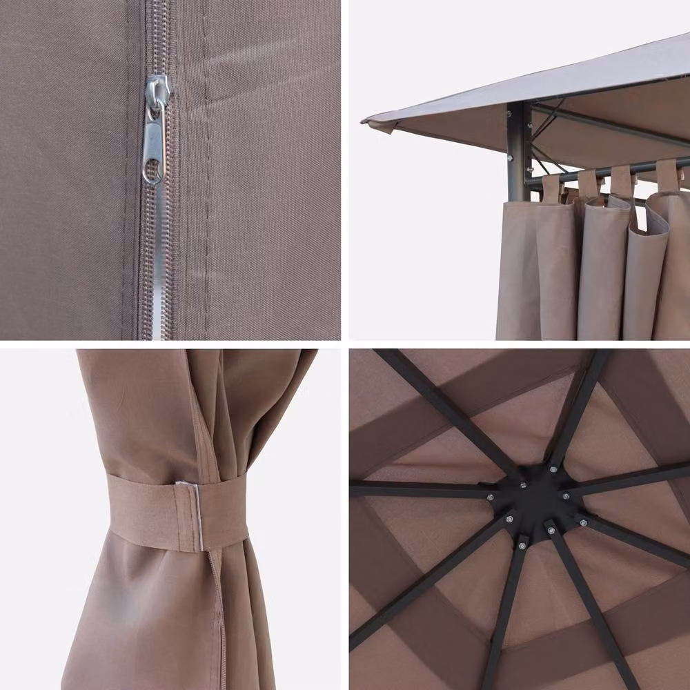 sweeek Heavy Duty Gable Gazebo with Curtains in Medium Beige, W/D/H: 300 x 300 x 262 cm – 3