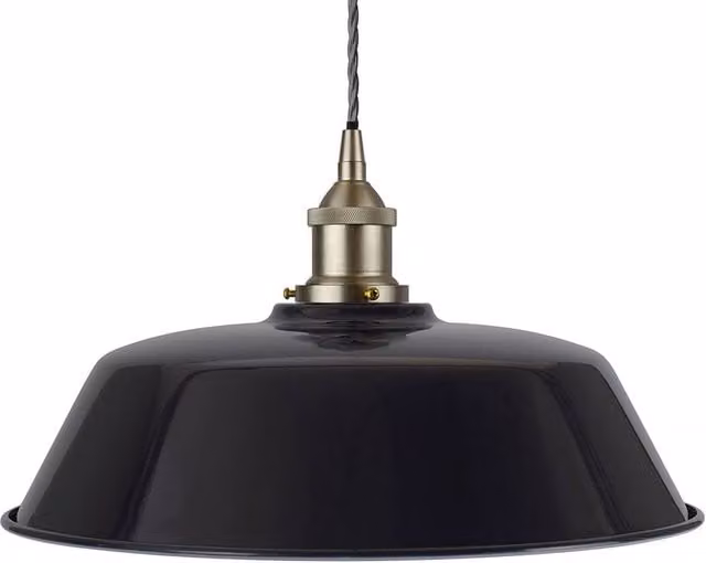 SE Home Chancery Navy Blue and Grey Suspended Dome Pendant Light with Brushed Chrome Metal Finish