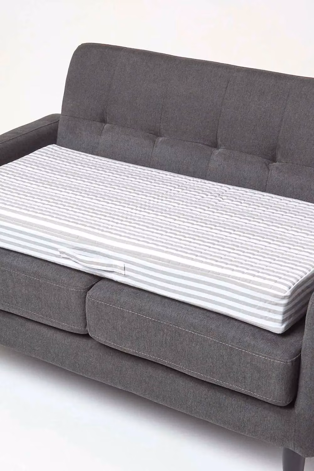 Homescapes Soft Quilted Cotton 2-Seater Orthopaedic Booster Cushion Cover with Zip, W/D/H: 100 x 50 x 10 cm, Cream – 2