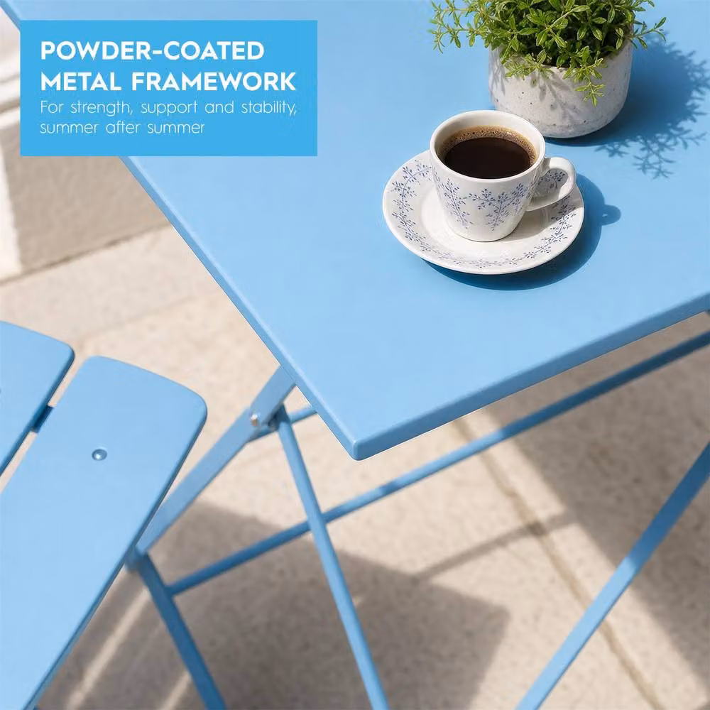 Harbour Housewares 5 Piece Sussex Folding Patio Bistro Set in Blue – 3