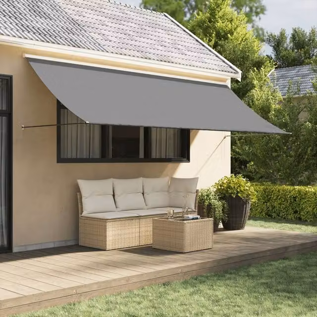 Berkfield Home Retractable Manual Folding Arm Awning in Anthracite and Black, W: 350 cm, D: 150 cm