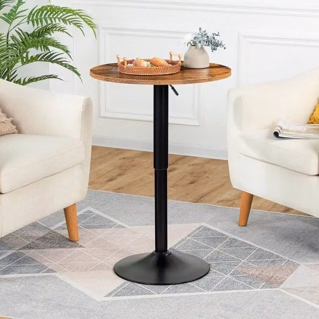 EONLION Height-Adjustable Breakfast Bar Table in Brown and Black, W/D/H: 55 x 55 x 90-100 cm