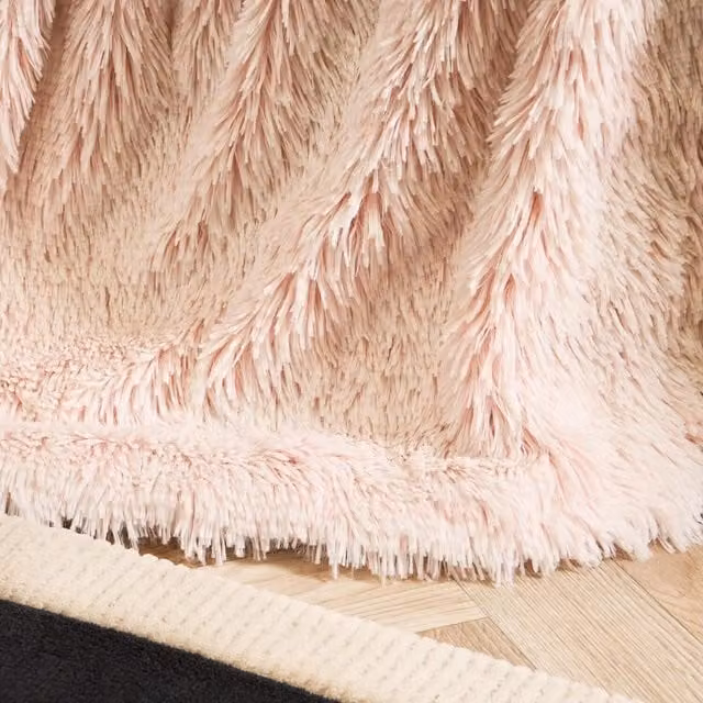 OHS Marl Fluffy Knitted Throw in Pink, 125 cm