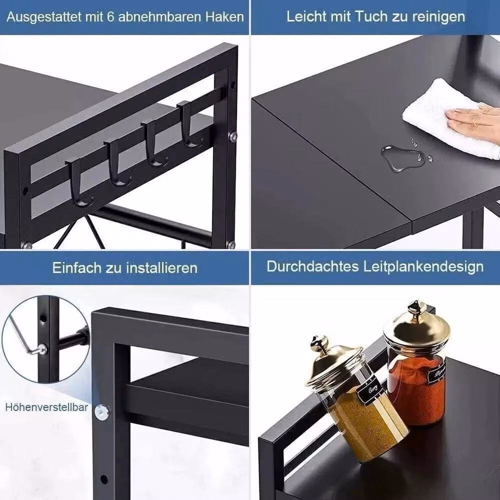 FORGEVIO 2 Tier Expandable Microwave Oven Rack Stand in Black – 5