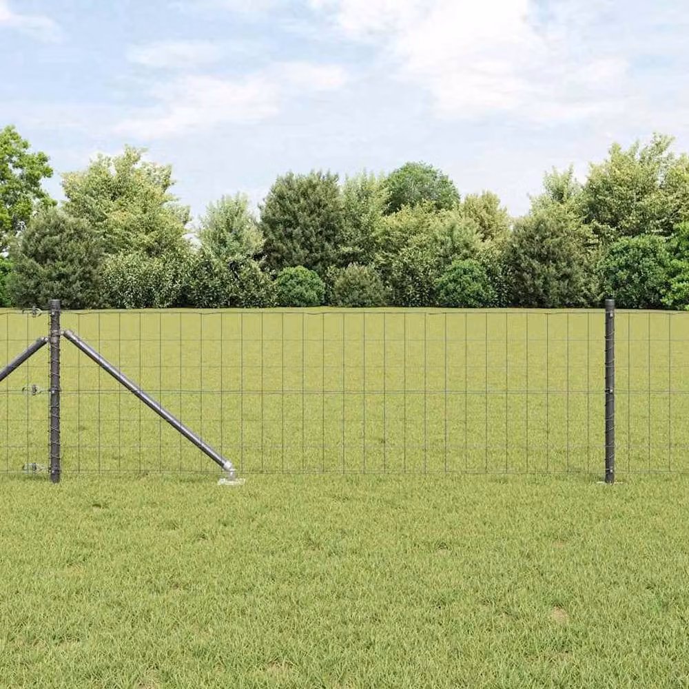Berkfield Home Modern Euro Fence with 13 Spike Posts, Galvanised Steel, Dark Grey, 0.6 x 25 m – 2