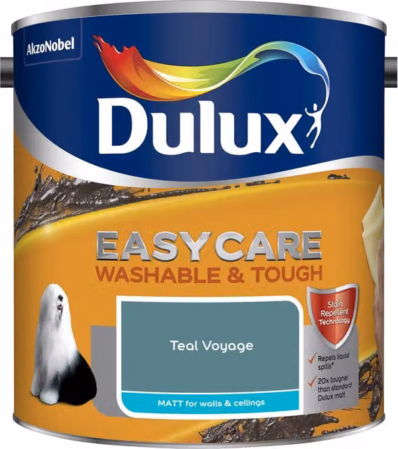 Dulux Matt Dispersion Paint in Petrol Blue, 2.5L – 4