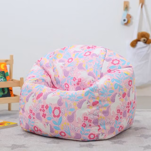 ICON Unicorn Kids Bean Bag Chair in Pink Floral Fabric