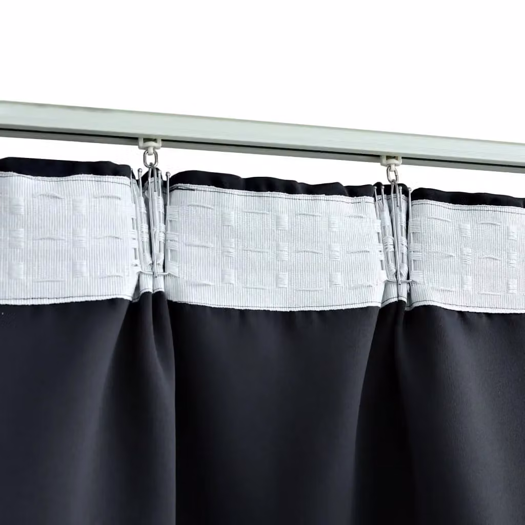 Berkfield Home Blackout Curtains with Hooks, 2 Pack, Black, W: 140 cm, H: 245 cm – 3