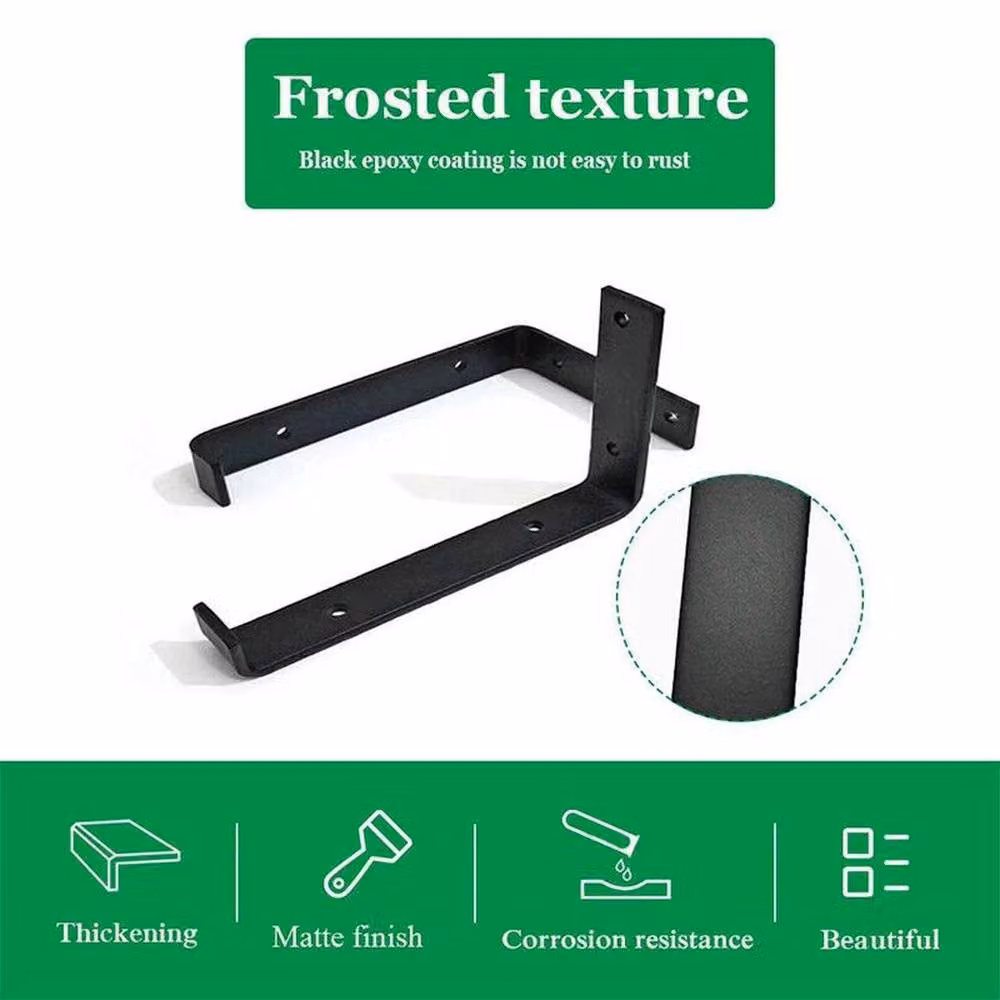 EONLION 2-Piece Rustic Scaffold Board Shelf Brackets in Black, W/D/H: 100 x 40 x 40 cm – 3
