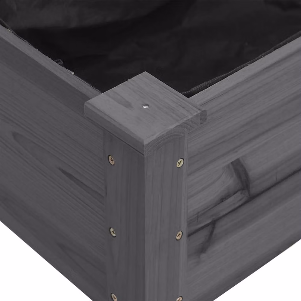 Berkfield Home Grey Solid Wood Fir Planter with Liner W: 71 cm, D: 37 cm, H: 76 cm – 6