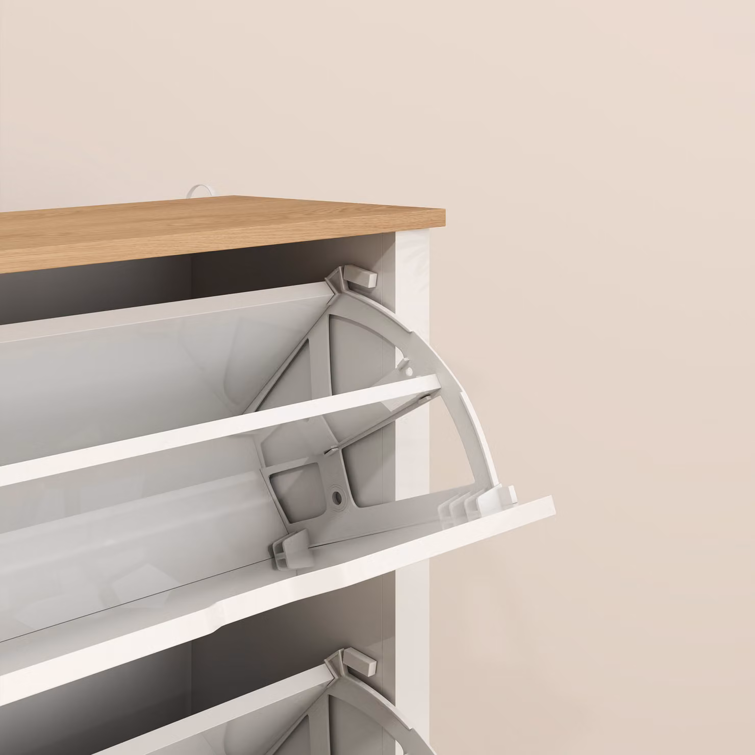 HOMCOM Slim White High Gloss Shoe Cabinet with 2 Tilting Drawers and Adjustable Shelves for 12 Pairs of Shoes – 4