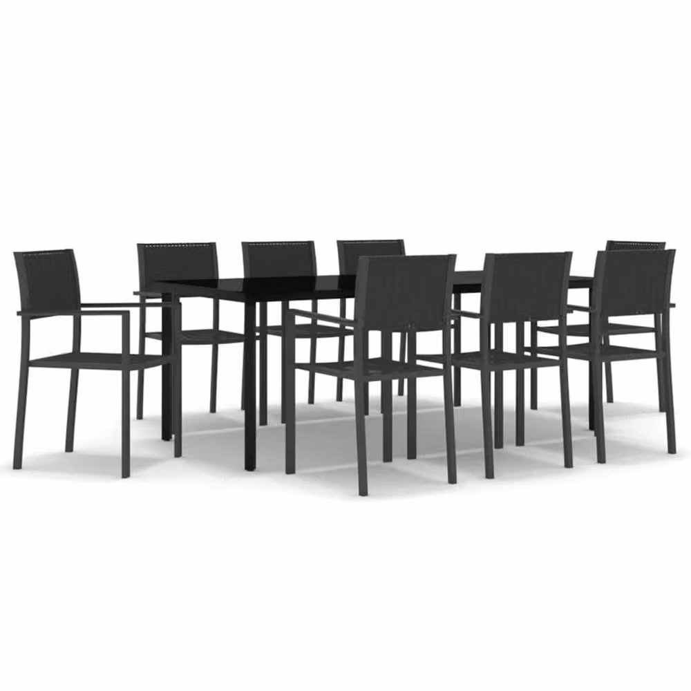 Berkfield Home 9 Piece Black Garden Dining Set – 3