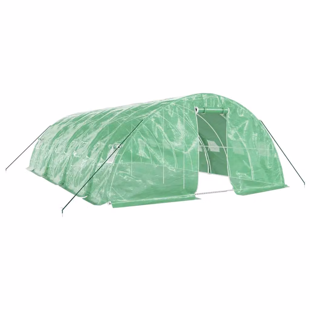 Berkfield Home Green Steel Frame Greenhouse with W/D/H: 8 x 5 x 2.3 m – 2