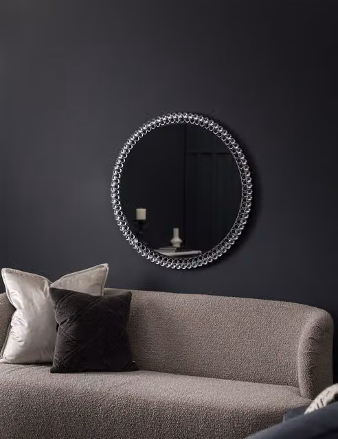 Gallery Direct Fallon Large Round Wall Mirror in Silver