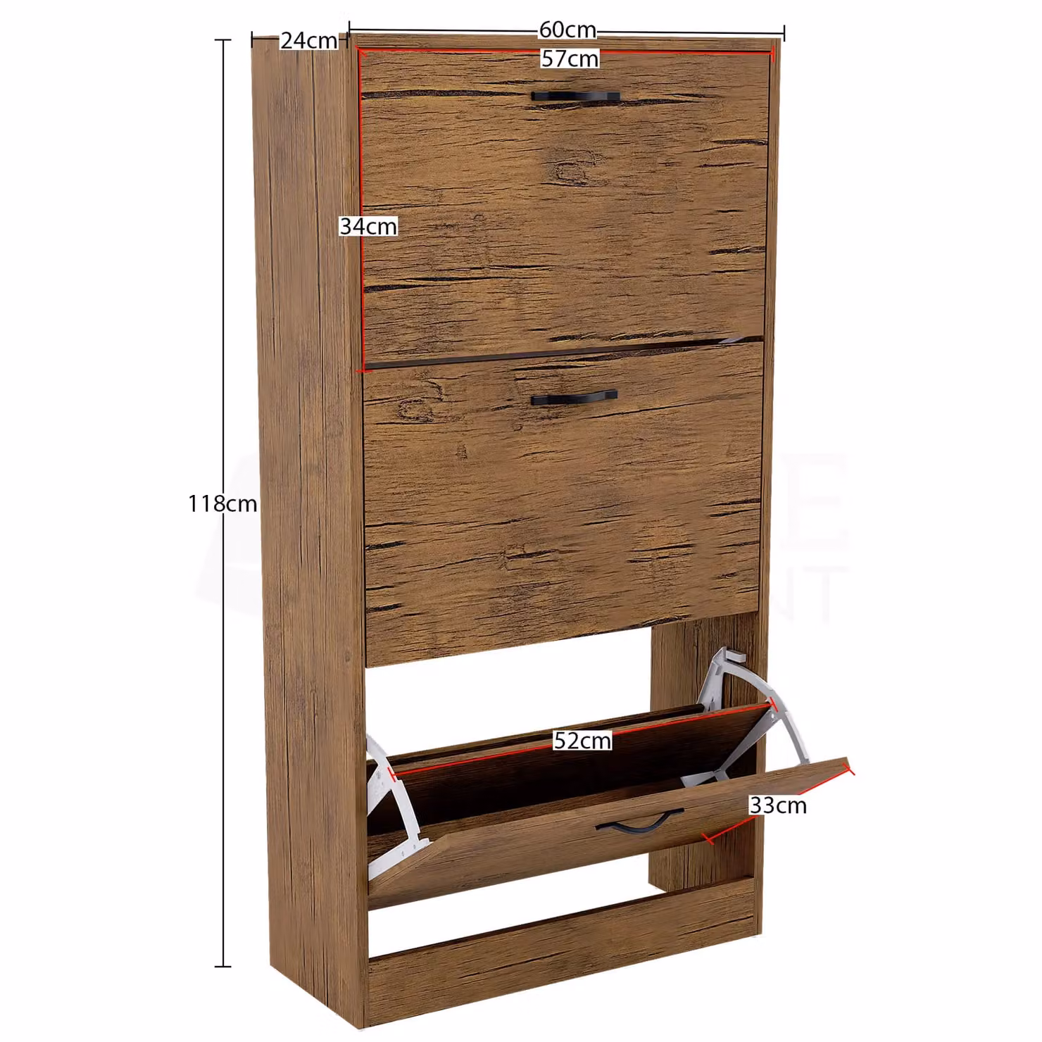 Vida Designs Modern 3 Drawer Shoe Cabinet Organizer in Brown – 2