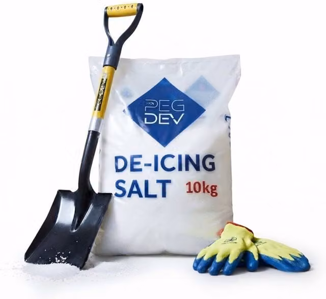 Pegdev 10kg White De-Icing Salt with Snow Shovel and Thermal Gloves Set