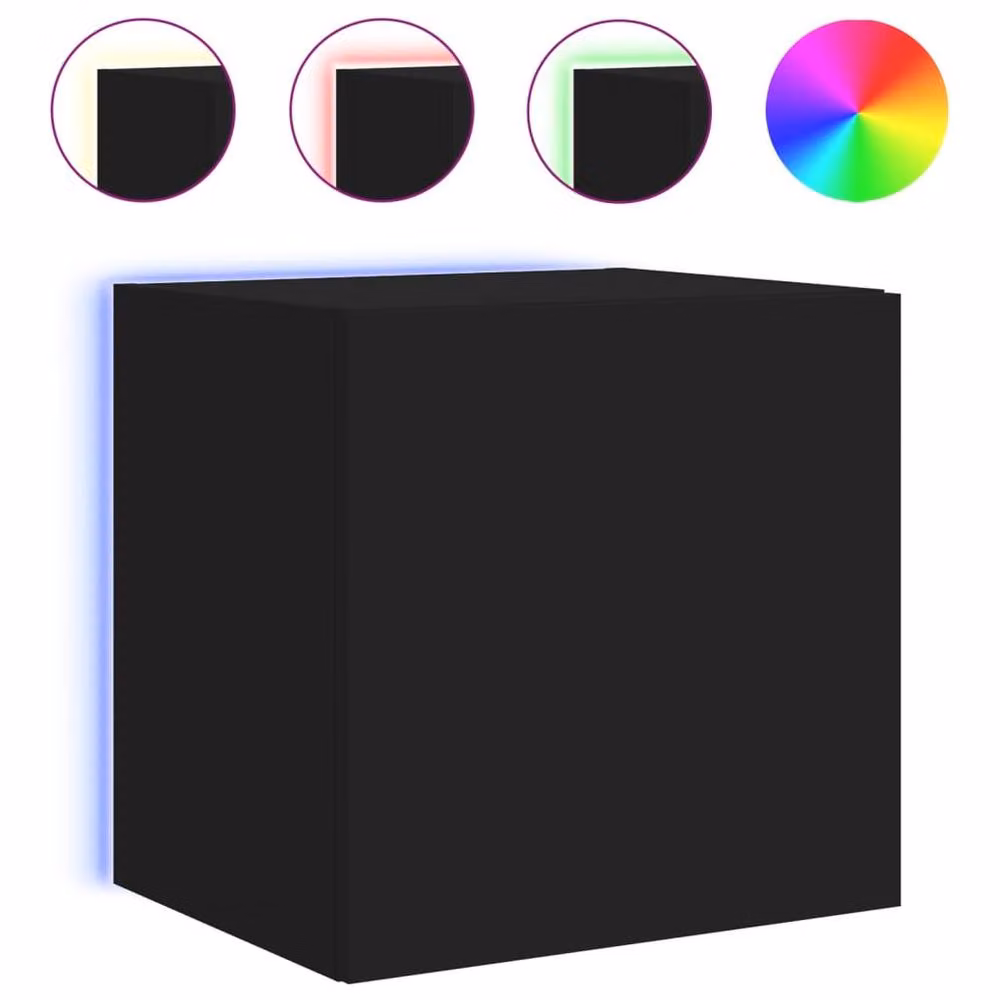 Berkfield Home Modern TV Wall Cabinet with LED Lights in Black, W/D/H: 40.5 x 35 x 40 cm – 3