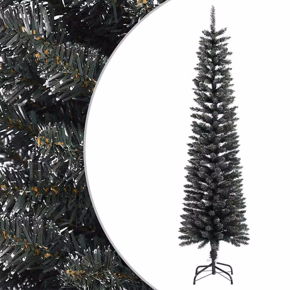 Berkfield Home Artificial Slim Christmas Tree in Green with Stand, Height: 180 cm – 2
