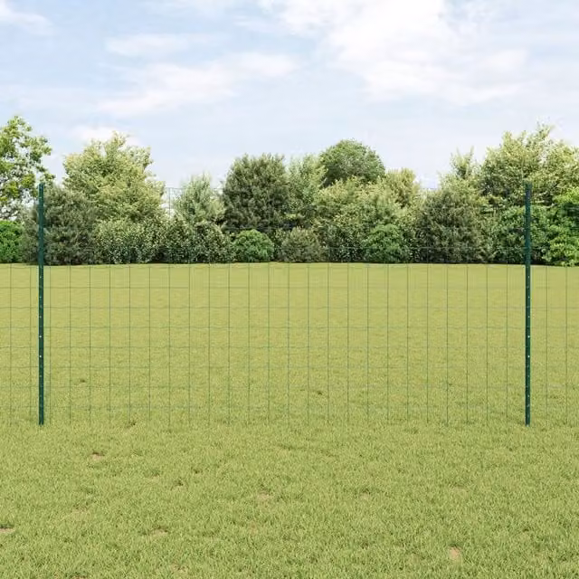 Berkfield Home Garden Fence Set of 2, Green PVC Coated Metal, W: 25 m, H: 1.2 m – 1