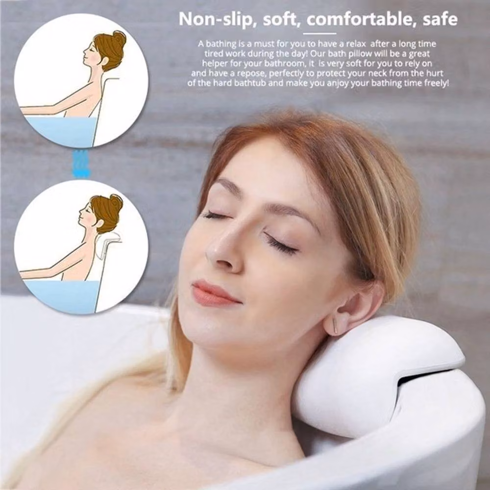EONLION Luxury Waterproof Non-Slip Wedge Bath Pillow in White – 2