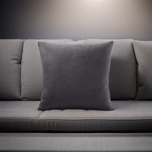 Luxor Living Grey Velvet Chenille Square Cushion, W/D/H: 55 x 55 x 55 cm