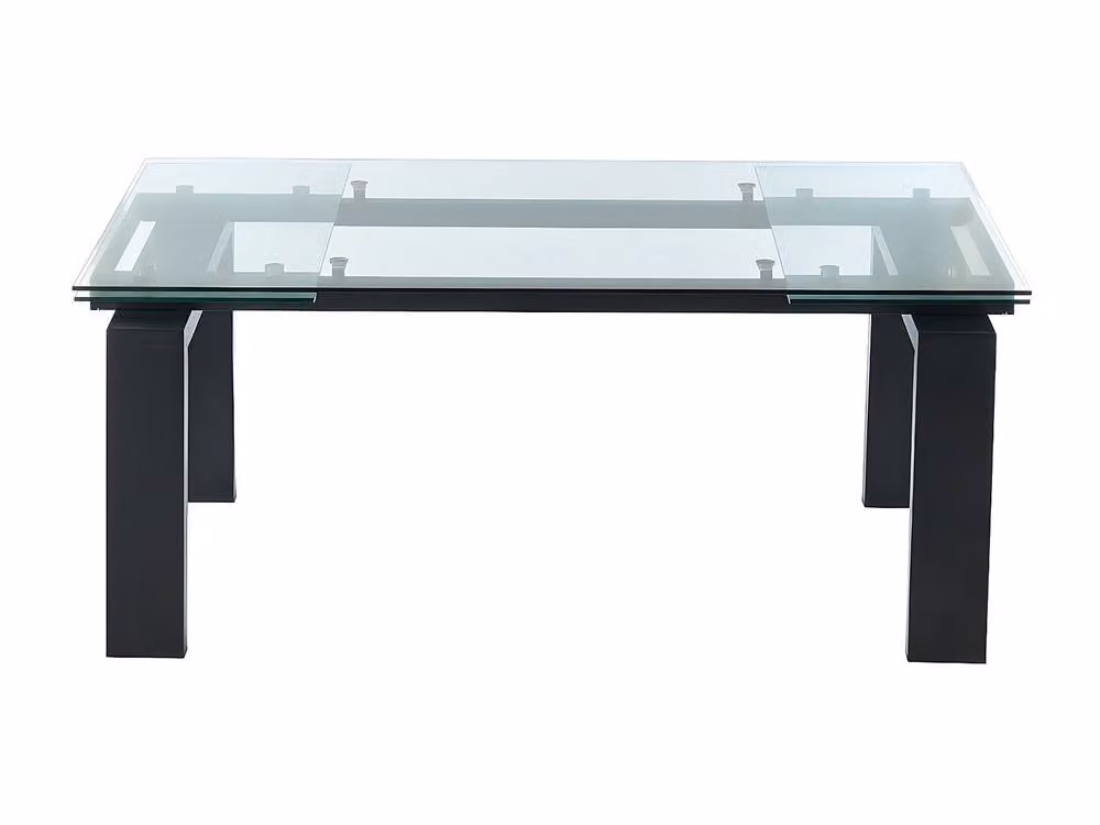 Vente-unique Modern Extendable Rectangular Dining Table in Black and Transparent Glass with Metal Frame – 2