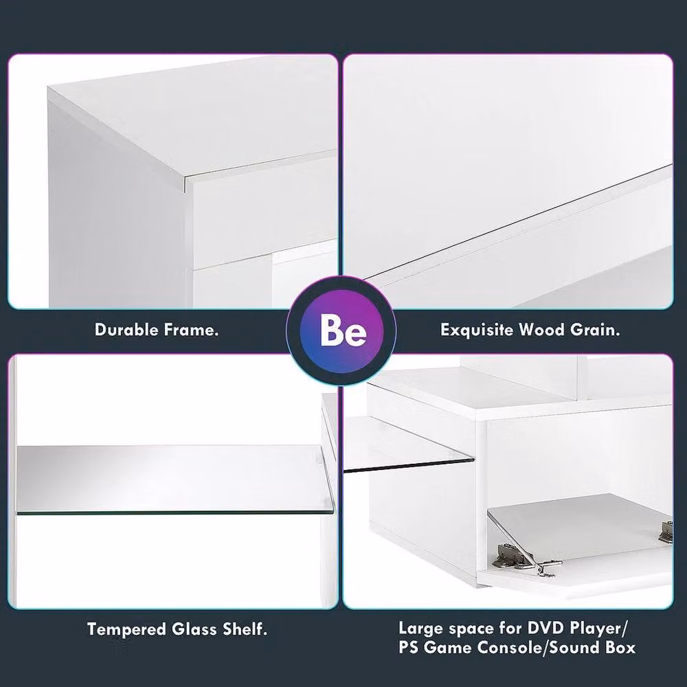 EONLION White High Gloss Modern TV Stand Cabinet Unit W/D/H: 160 x 36 x 45 cm – 3