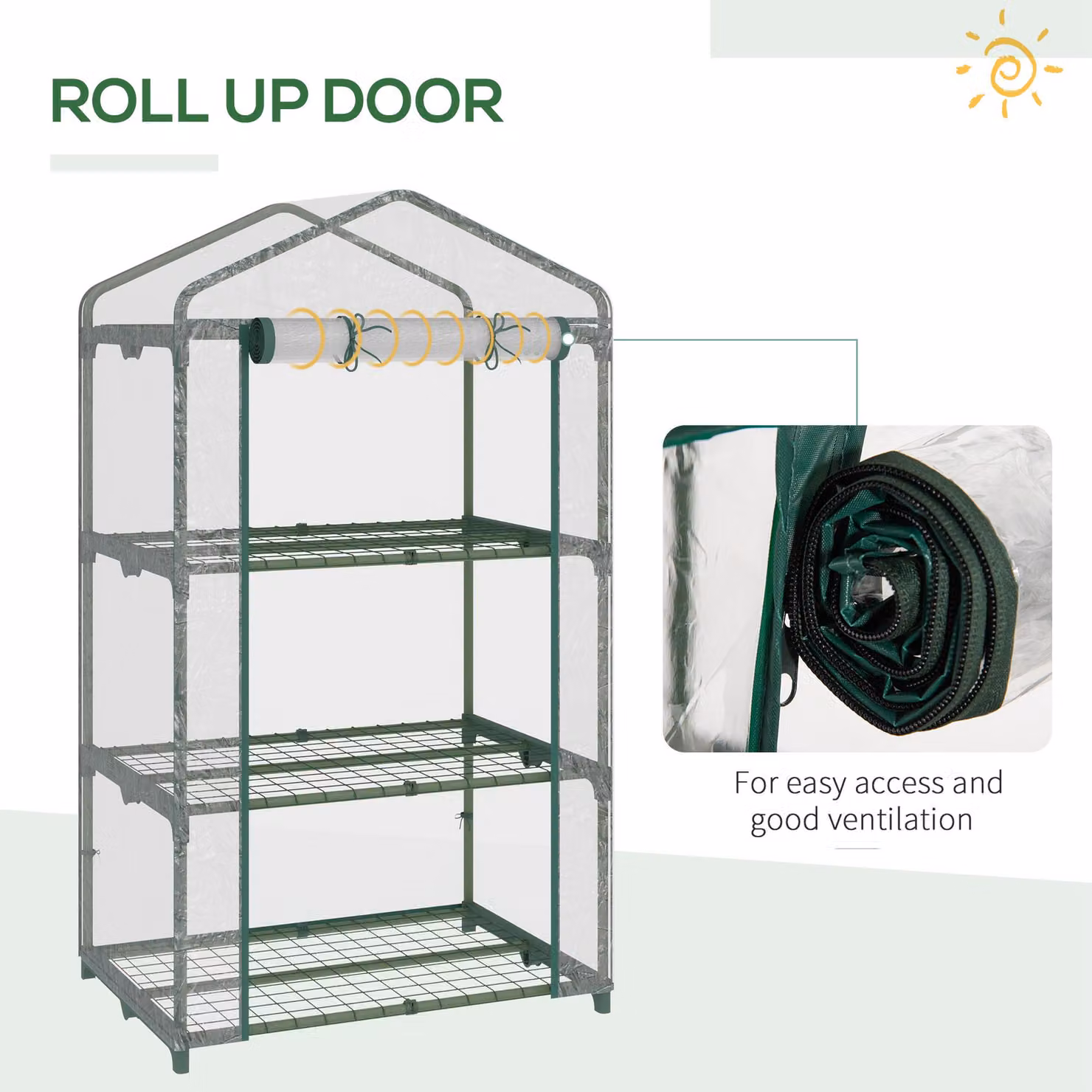 Outsunny Mini Greenhouse Shelving Unit with Transparent PVC Panels, W/D/H: 49 x 49 x 125 cm – 5