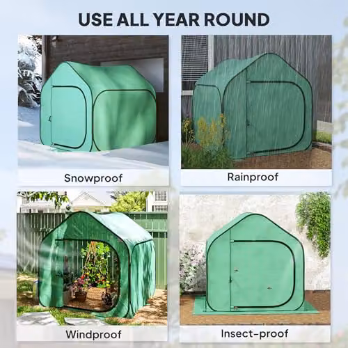 Outsunny Mini Pop Up Greenhouse in Green, W/D/H: 150 x 148 x 148 cm – 7