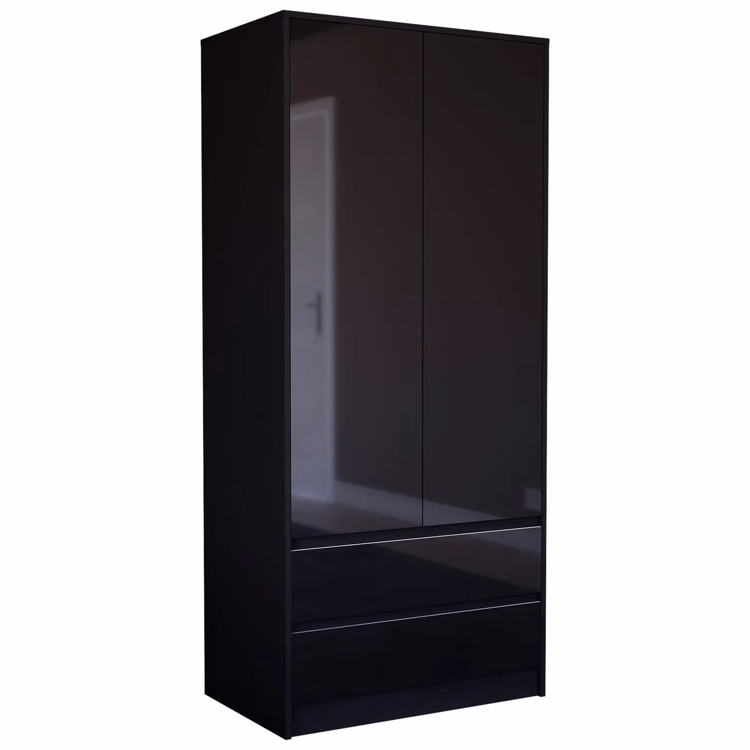 Vida Designs Glinton High Gloss 2 Door 2 Drawer Wardrobe in Black – 6