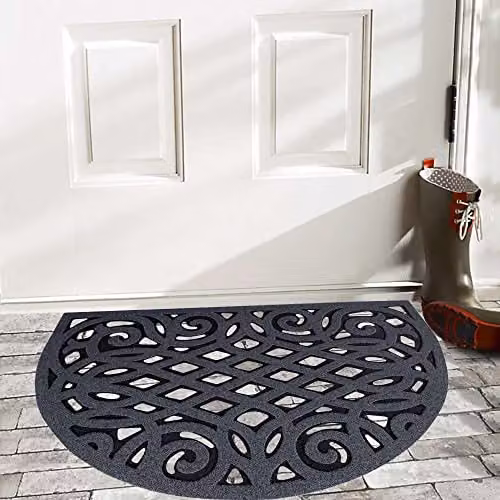 Nicoman Semicircular Rubber Outdoor Doormat in Black, W/D/H: 75 x 45 x 1 cm – 2