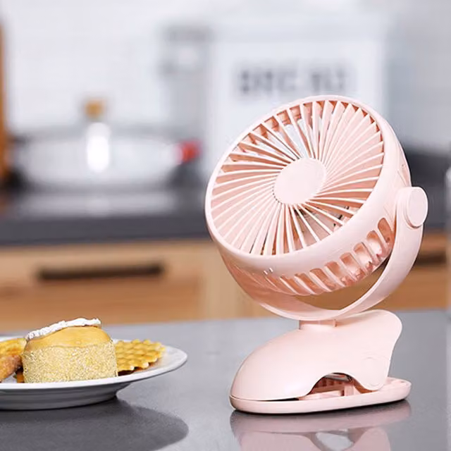 Living Star Rechargeable Mini Plastic Clip On Fan, Pink