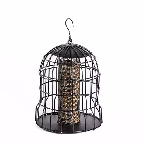 Happy Beaks Heavy Duty Squirrel Proof Metal Peanut Bird Feeder in Grey and Black, 500g Capacity – 1