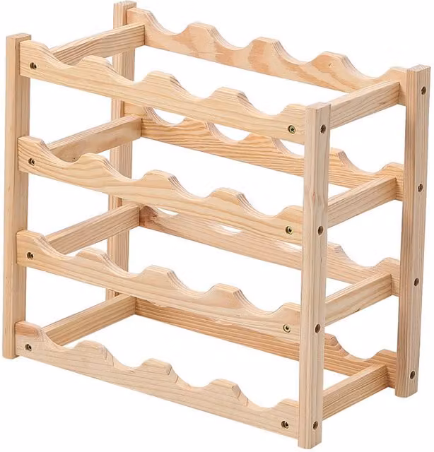 Livingandhome 4-Tier Bamboo Wood Ladder Wine Rack in Natural Brown