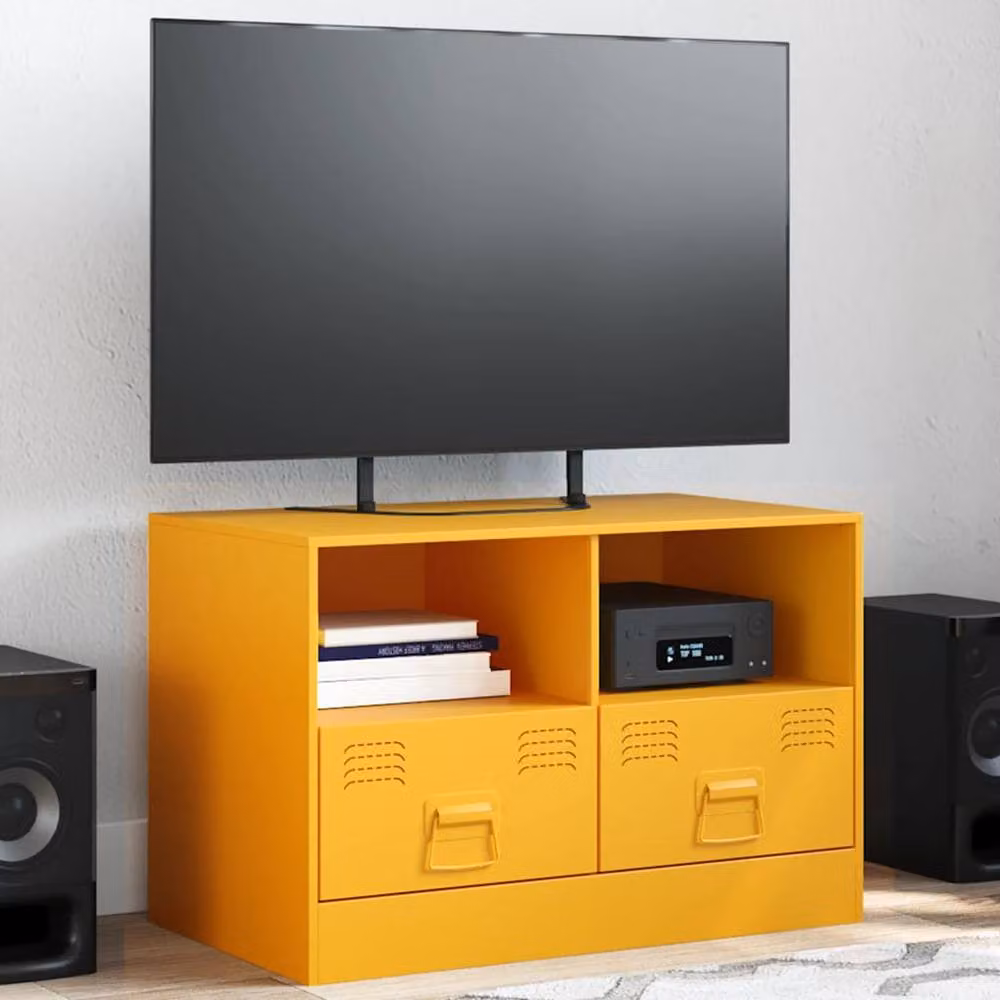 Berkfield Home Mustard Yellow Metal TV Cabinet W: 67 cm, D: 39 cm, H: 44 cm – 2
