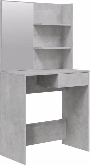Berkfield Home Modern Dressing Table with Mirror in Concrete Grey, W: 74.5 cm, D: 40 cm, H: 141 cm