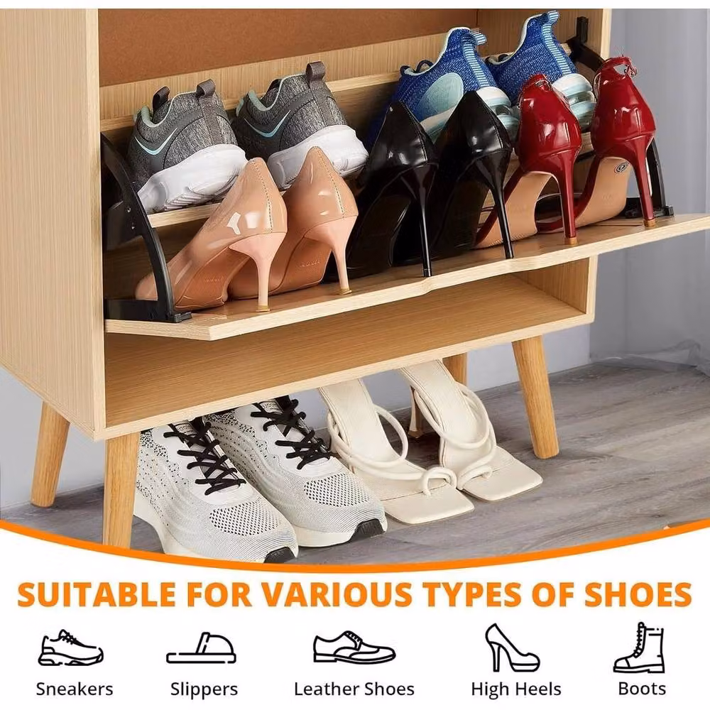 KORVIXA Shoe Cabinet with 3 Tilting Compartments in Beige, W/D/H: 100 x 23.5 x 100 cm – 3
