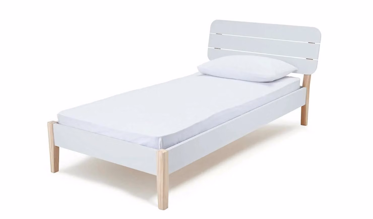 Cheap Furniture Warehouse Hanna Scandinavian Single Bed Frame in White Solid Wood for Children