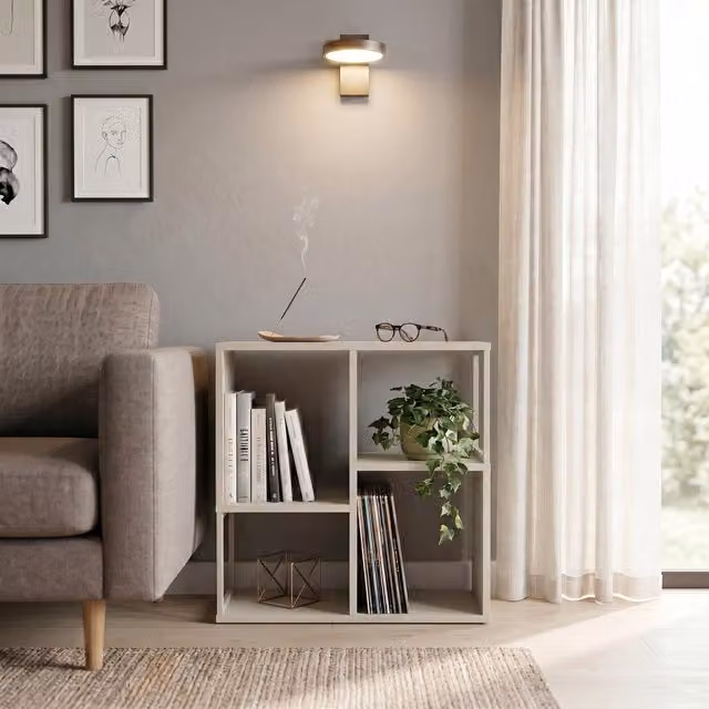 Decortie Bolton Mini Bookcase with 2 Open Shelves and Metal Frame in Sandstone