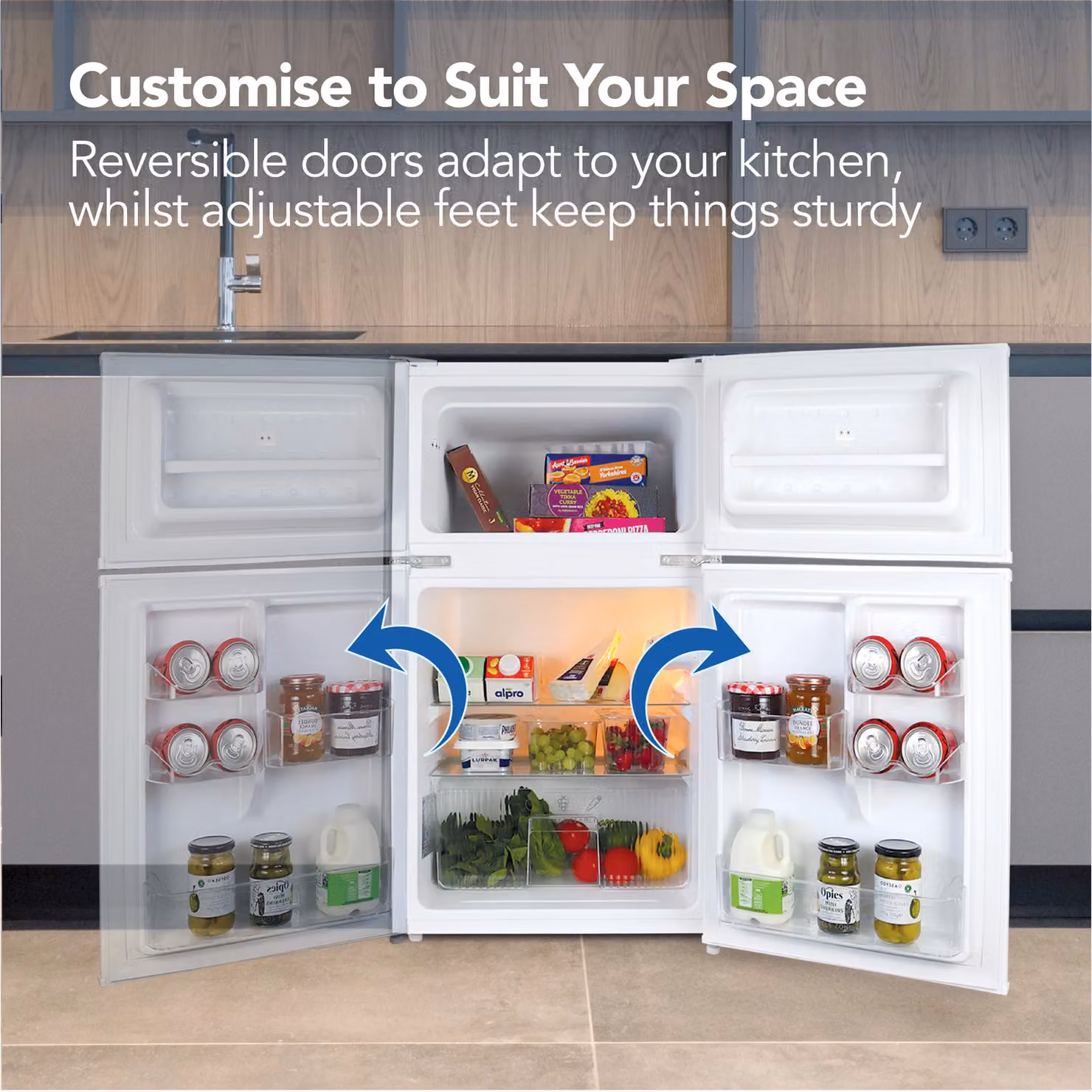 Igenix Under Counter Fridge Freezer, 87 Litre, White – 2