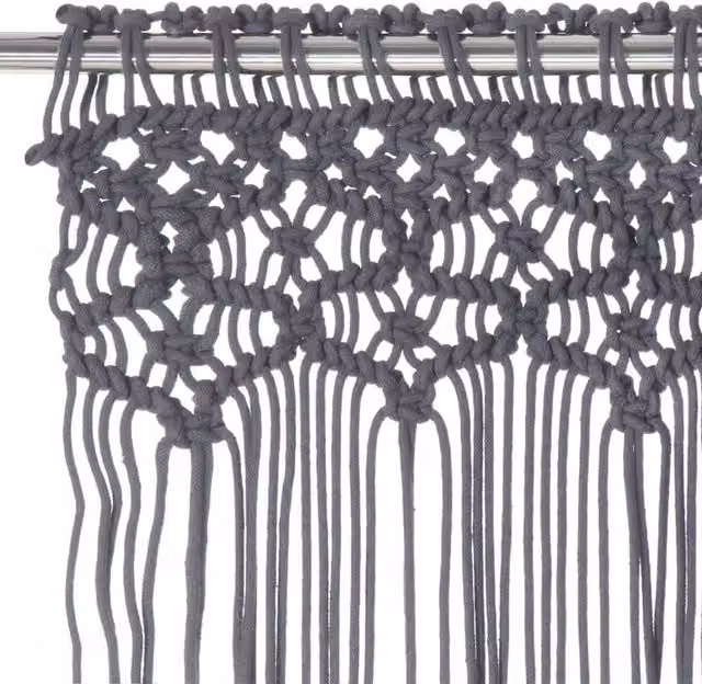 Berkfield Home Macrame Curtain in Anthracite Grey, W/H: 140 x 240 cm – 1
