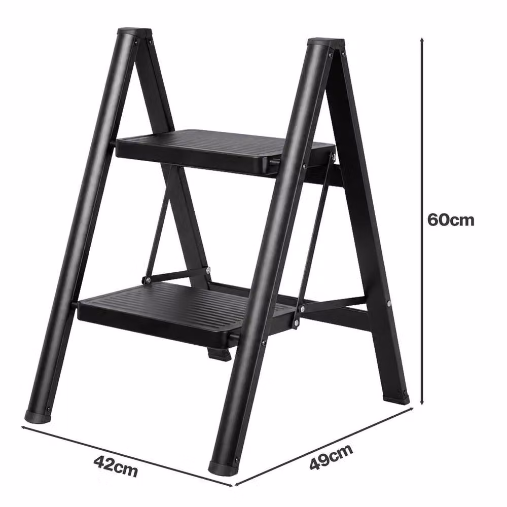 Traderight Foldable Steel Step Ladder with Rubber Feet, Black, 150kg Capacity – 4