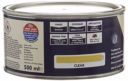 Liberon Natural Beeswax Paste, Transparent, 500ml – 2