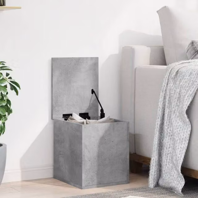 Berkfield Home Storage Box in Concrete Grey, W/D/H: 30 x 35 x 35 cm