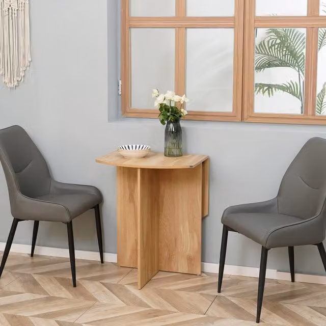 HOMCOM Brown Foldable Drop Leaf Dining Table for Kitchen