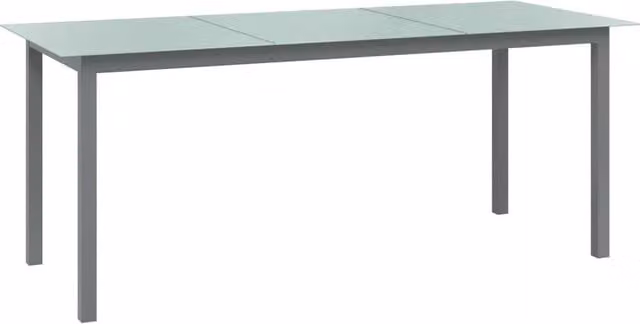 Berkfield Home Modern Garden Table in Light Grey, Aluminium and Glass, W/D/H: 190 x 90 x 74 cm